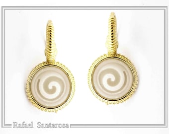 Greek sculptured marble drop earrings, spiral marble spiral earrings 18 karat gold-filled sterling silver neoclassic earrings museum replica