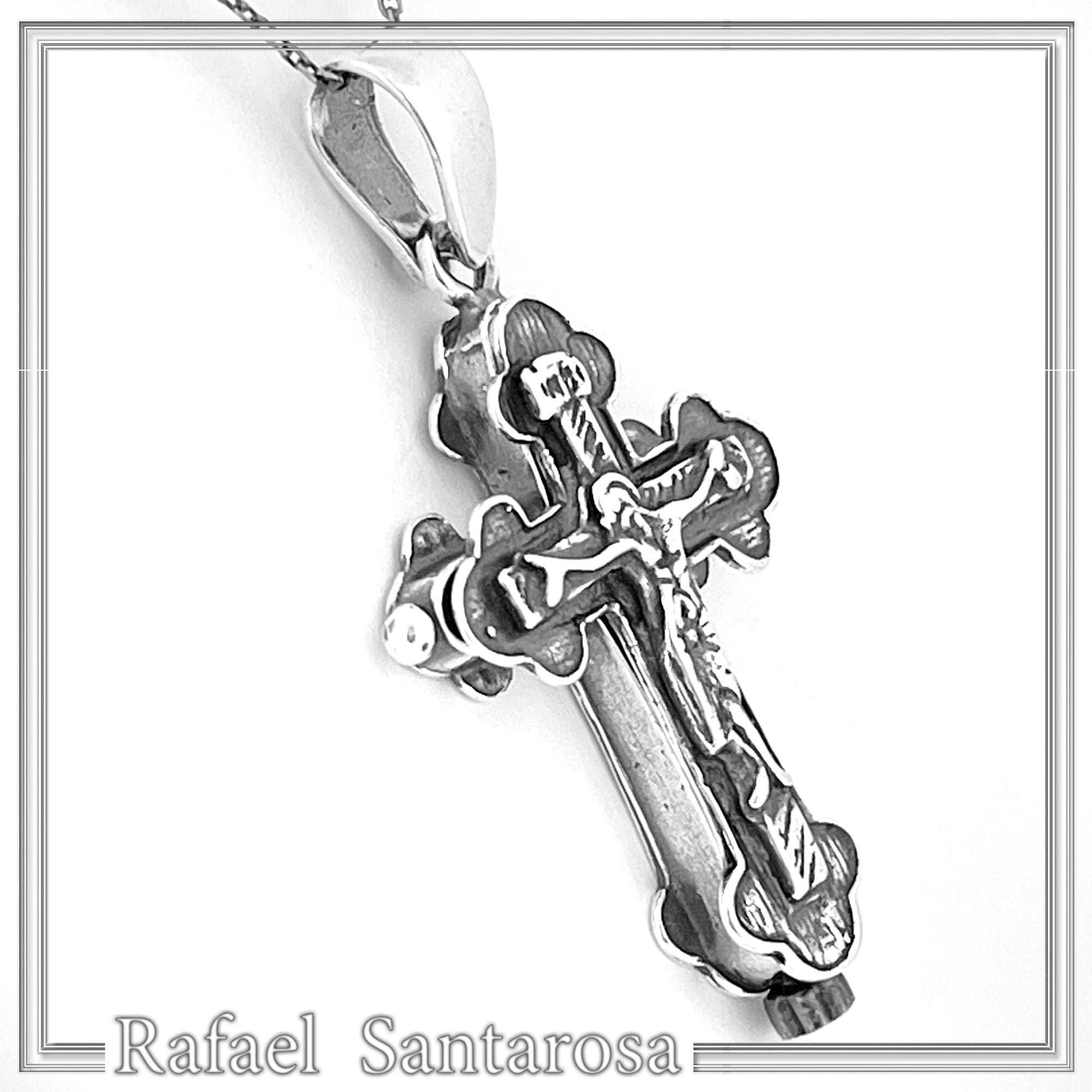 Cross of Jerusalem Reliquary With Jesus Crucifixion: Sterling