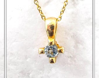 Tiny charm pendant necklace, sterling silver 18 karat gold-filled, natural 3mm African amethyst, peridot, dark red garnet, or sky-blue topaz