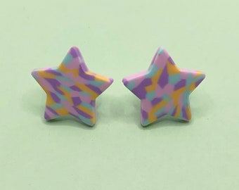Pastel star stud earrings