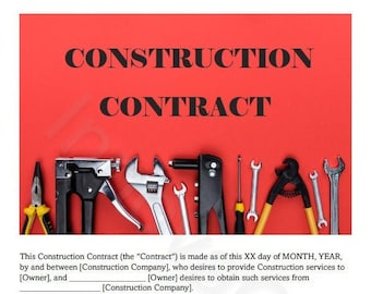 Basic Construction Contract, Basic Handyman Contract, Construction Contract, Contractor Templates, Handyman Business, Construction Business