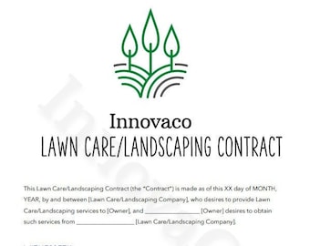 Landscaping Contract, Lawn Care Contract, Lawn Mowing Contract, Lawn Service, Sprinkler Maintenance Contract, Landscaping Contract, Editable