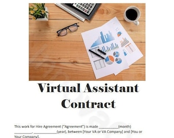 Virtual Assistant Contract, VA Contract Template, Virtual Assistant, VA Agreement, Freelancer Template, Fully Editable, Instant Download