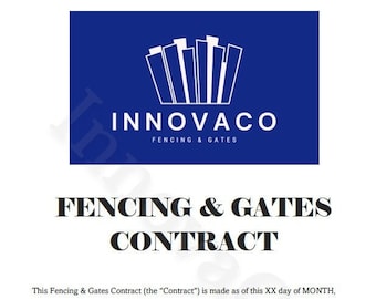 Fencing Contract, Fencing Contract Template, Fencing and Gates Install Agreement, Fencing Installer Forms, Editable, Instant Download