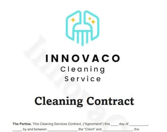 Cleaning Services Contract, Cleaning Contract Agreement, Cleaning Business Contract Template, Cleaning Contract-Cleaning Agreement Template