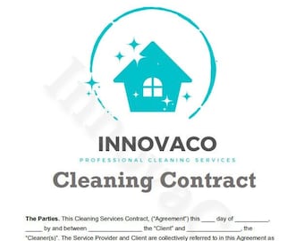 Cleaning Services Contract, Cleaning Contract Agreement, Cleaning Business Contract Template, Cleaning Contract-Cleaning Agreement Template