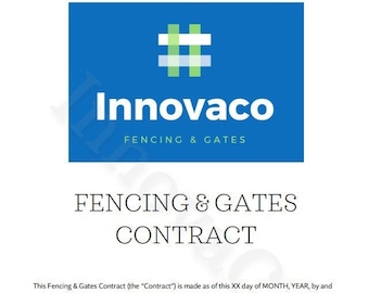 Fencing Contract, Fence Install Business Templates | Business Contract Templates | Fencing Contract for Residential or Commercial Fencing