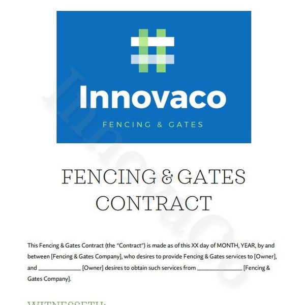 Fencing Contractor Agreement Etsy