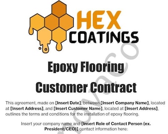 Epoxy Flooring Contract Template, Polyaspartic Floor Coating, Floor Coating Contract, Contractor Template