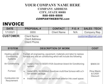 Contractor Invoice Template, Invoice Form, Handyman Invoice Form, Invoice Template, Contractor Bill Template, Editable Word File