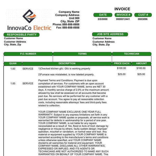 Electrical Estimate Form Etsy