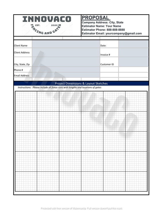 Free Fence Proposal Template