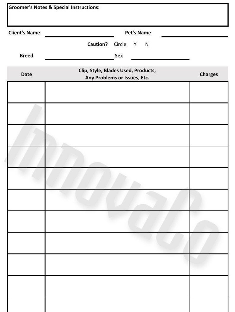 Free Printable Dog Grooming Paperwork Templates