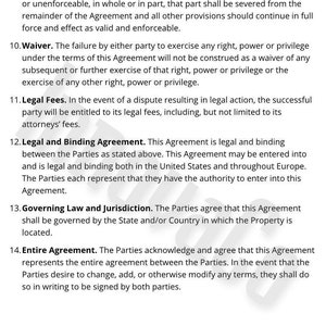Property Management Agreement, Property Management Template, Property Management Contract, AirBnb, Property Management Residential, Word Doc image 3