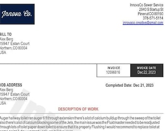 Plumbing Invoice Template, Sewer Service Quote, Sewer Invoice Form, Plumbing Quote Template, Plumbing and Sewer, Editable Word File