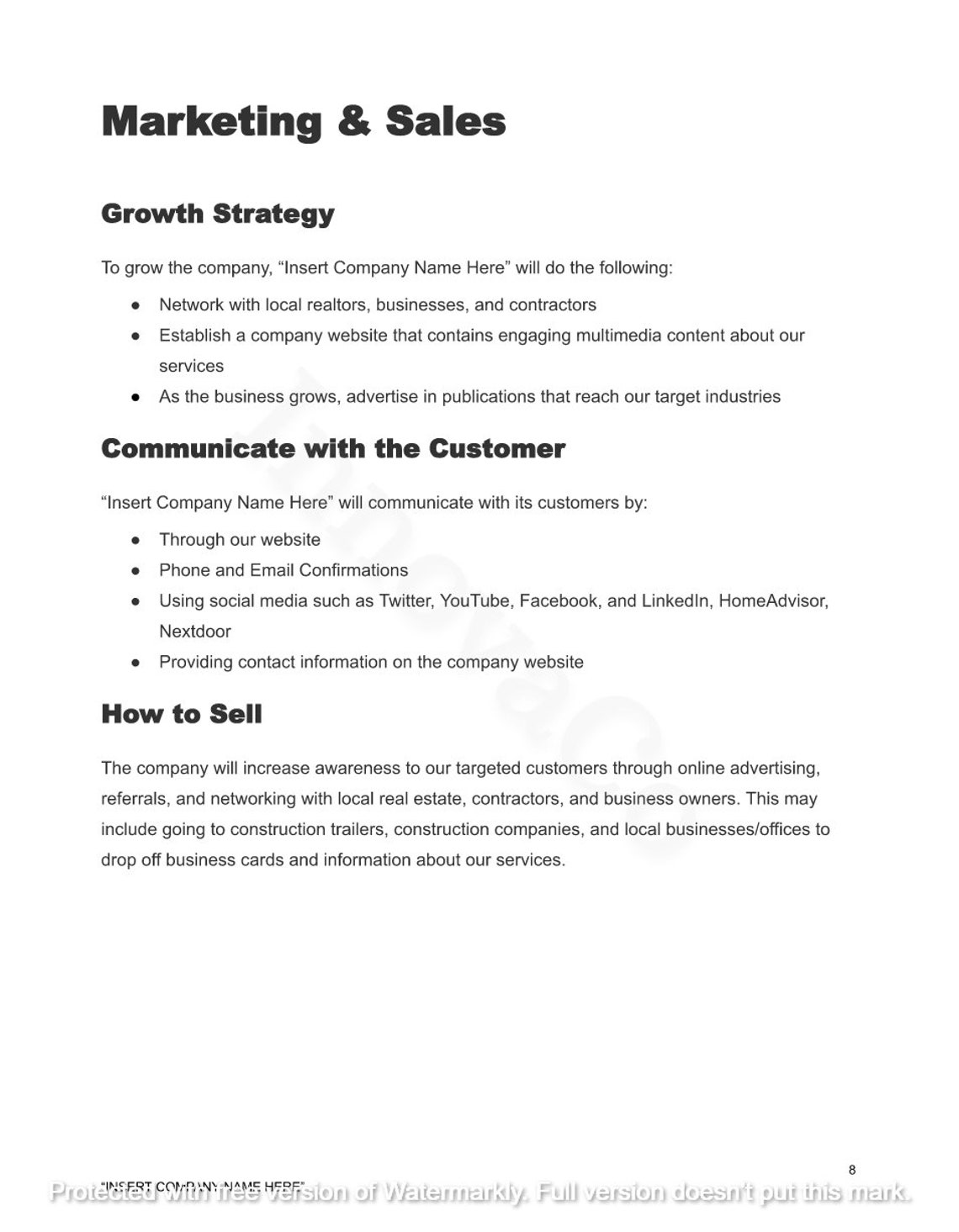 Cleaning Business Plan Template Cleaning Services Business Etsy