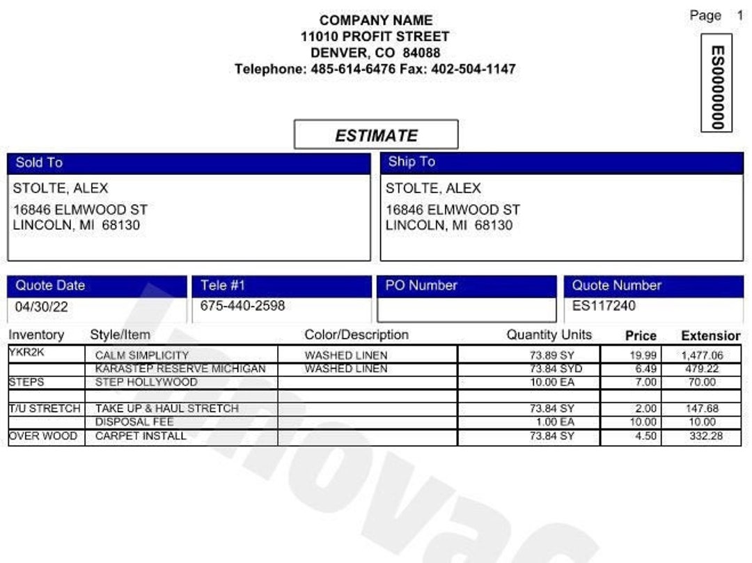 Contractor Quote Template, Quote Form, Handyman Quote Form, Quote