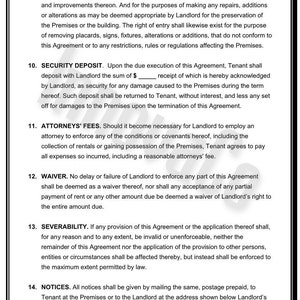 Rental Agreement, Residential Lease Agreement, Lease Contract, Rental Forms, Landlord Forms, Rental Contract image 4