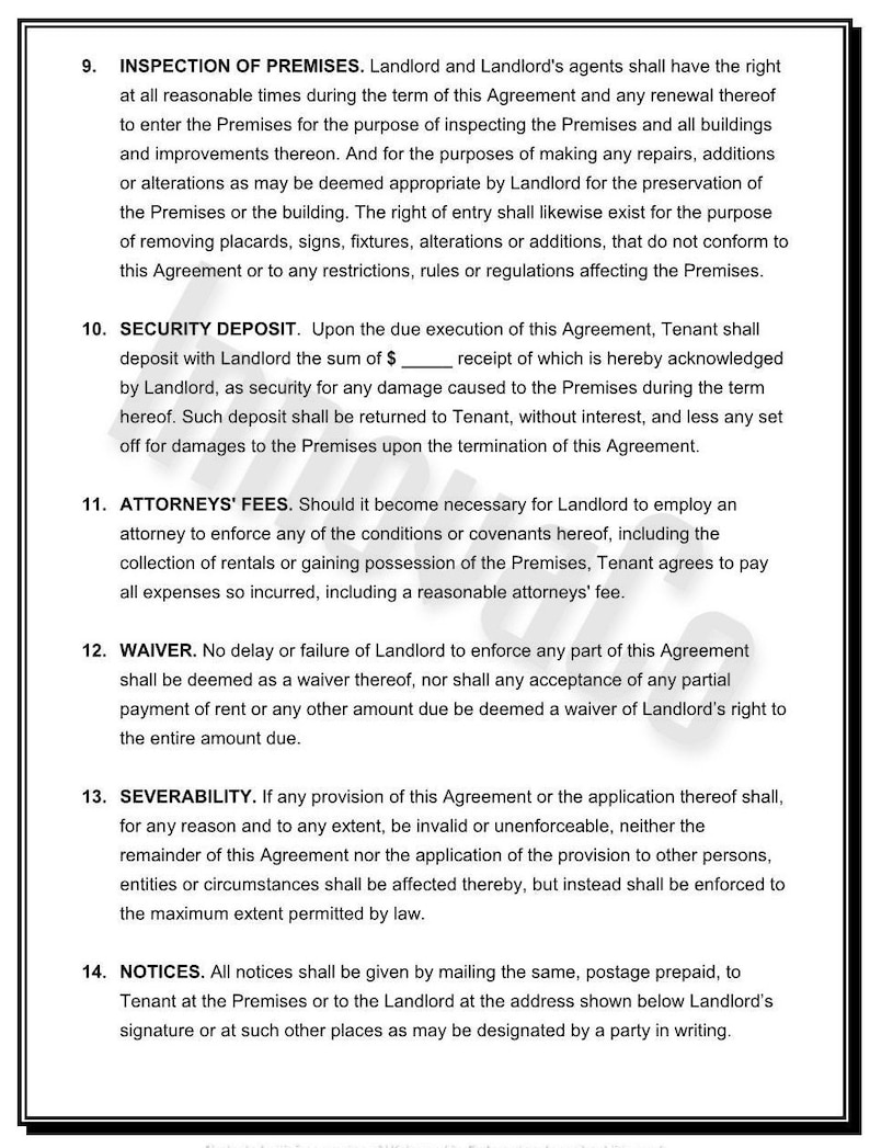 Rental Agreement, Residential Lease Agreement, Lease Contract, Rental Forms, Landlord Forms, Rental Contract image 4