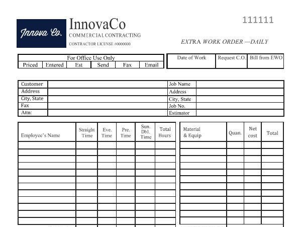 Work Ticket Template Work Ticket Template