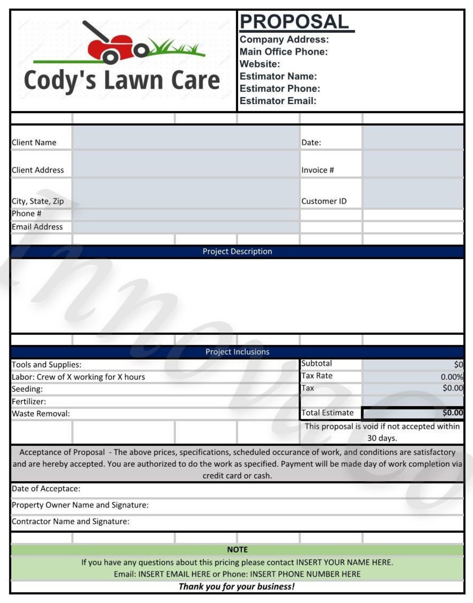 Lawn Care Quote Template, Lawn Care Estimate Template, Lawn Mowing Lawn Care Quote Template, Lawn Care Estimate Template, Lawn Mowing