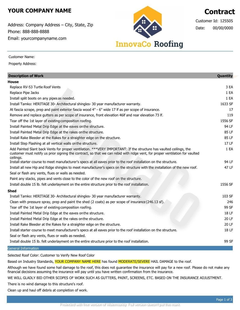 Roofing Quote Templates