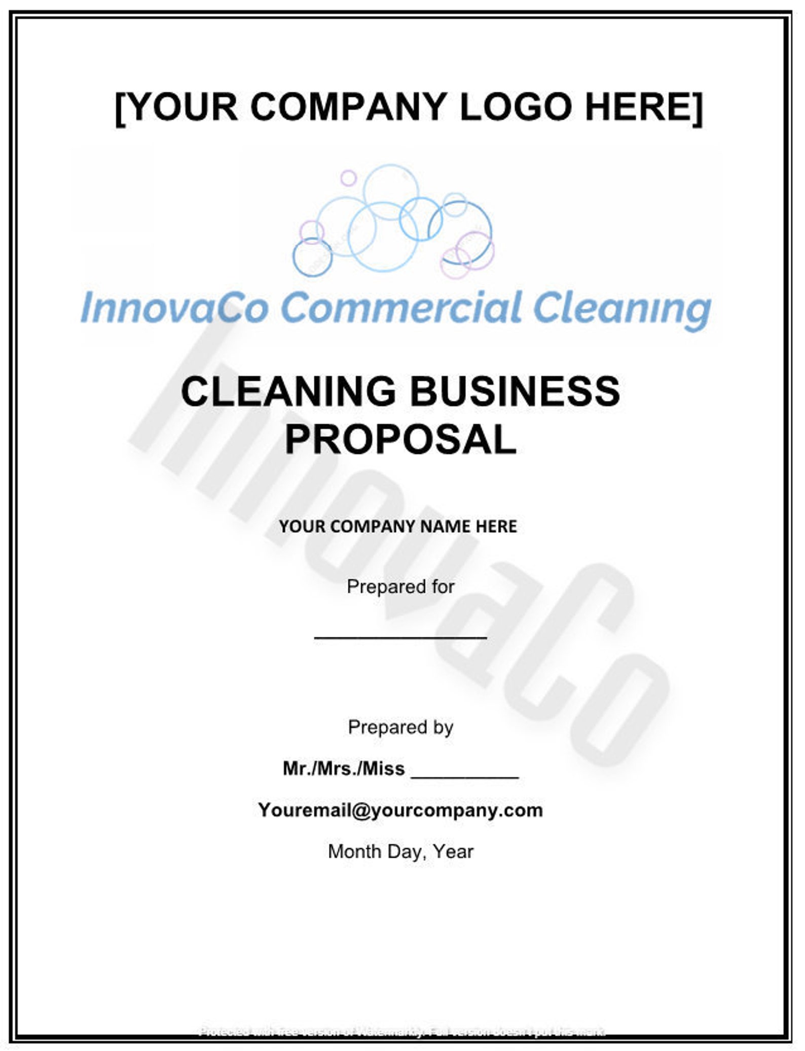 sample business plan for a cleaning company