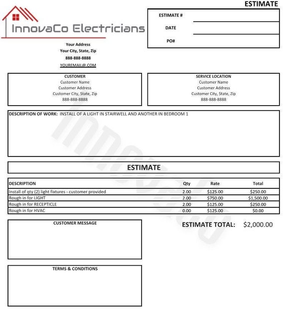 Electrician Estimate Template WesleyFitzgerald Blog Electrician Estimate Template WesleyFitzgerald Blog