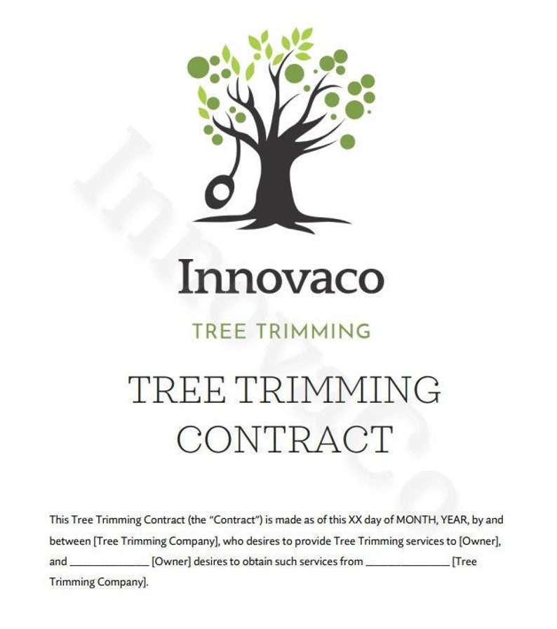 Tree Trimming Contract Template, Tree Removal Contract Agreement, Tree