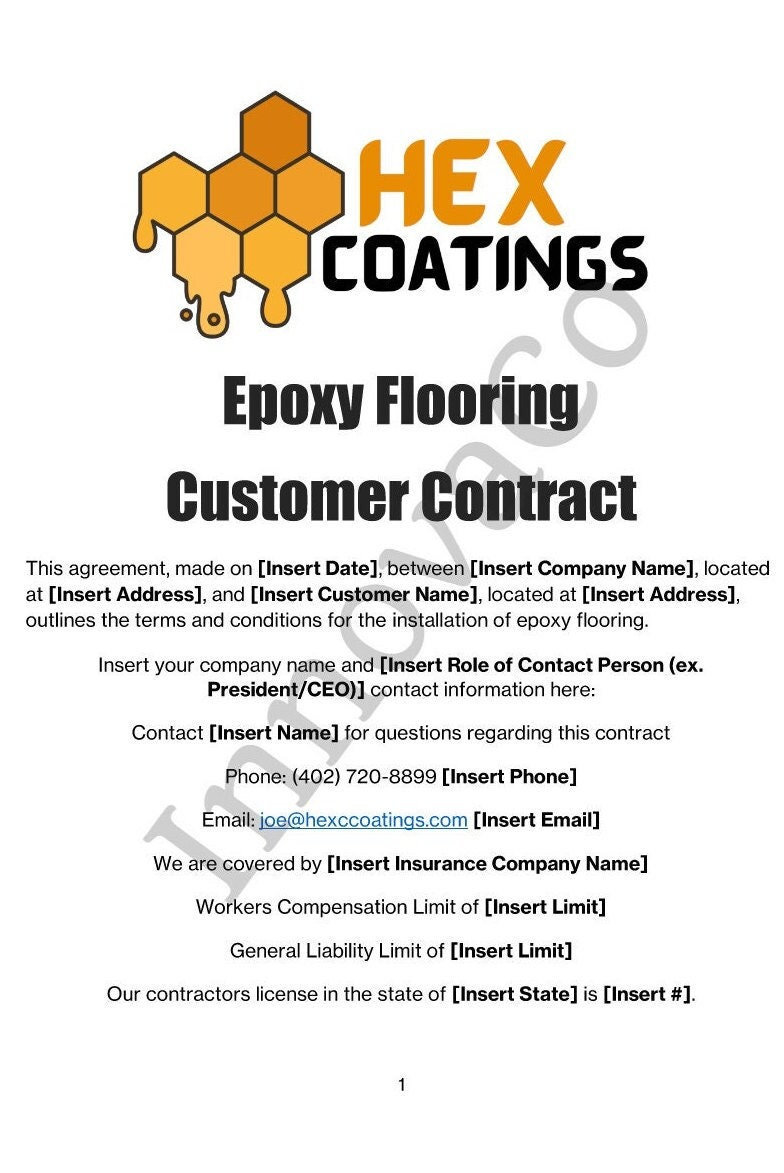 Epoxy Flooring Contract Template Polyaspartic Floor Coating Floor
