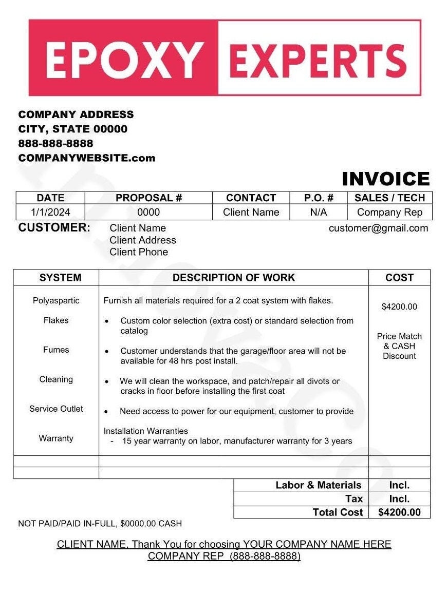 Contractor Invoice Template, Epoxy Invoice Template, Epoxy Flooring Contractor Invoice Template, Epoxy Invoice Template, Epoxy Flooring