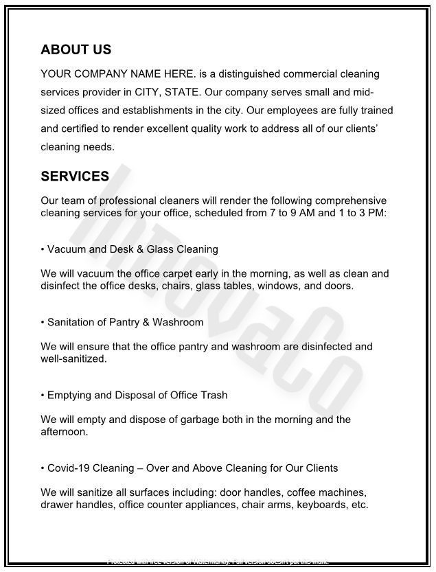 Cleaning Proposal Template Cleaning Business Proposal Etsy