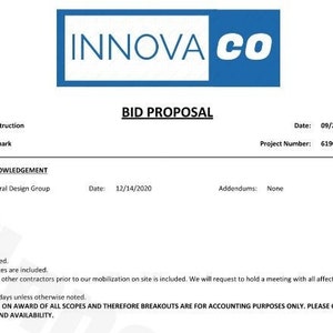 Contractor Bid Template, Bid Proposal, Bid Form, Handyman Estimate Form, Estimate Template, Contractor Bid Template, Editable Word File
