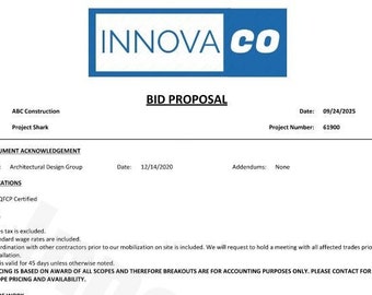 Contractor Bid Template, Bid Proposal, Bid Form, Handyman Estimate Form, Estimate Template, Contractor Bid Template, Editable Word File