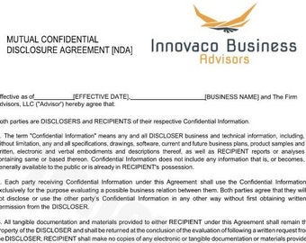 Non-Disclosure Agreement Template, nda Template, nda Form, Non Disclosure, Editable MS Word Document, INSTANT DOWNLOAD