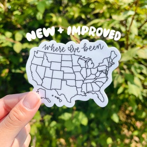 Where I've Been Map Vinyl Sticker | United States USA Waterproof Decal | Travel | Coloring | DIY