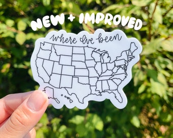 Where I've Been Map Vinyl Sticker | United States USA Waterproof Decal | Travel | Coloring | DIY