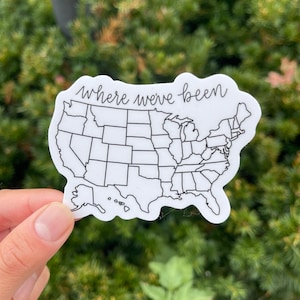 Wo wir waren Karten-Vinyl-Aufkleber | Vereinigten Staaten USA wasserdicht Aufkleber | Reisen | Färbung | Zum Selbermachen