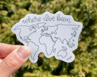 Where I’ve Been World Map Sticker | Worldwide Travel Countries Continents Decal | Coloring DIY Wanderlust