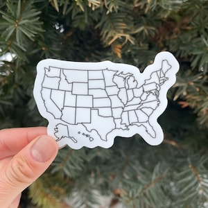 Where I've Been Map Vinyl Sticker Without Text | United States USA Waterproof Decal | Travel | Coloring | DIY Water Bottle