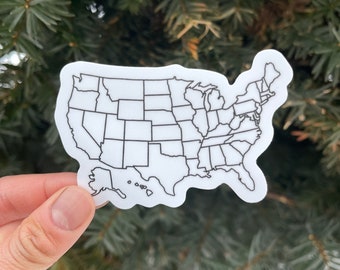 Where I've Been Map Vinyl Sticker Without Text | United States USA Waterproof Decal | Travel | Coloring | DIY Water Bottle