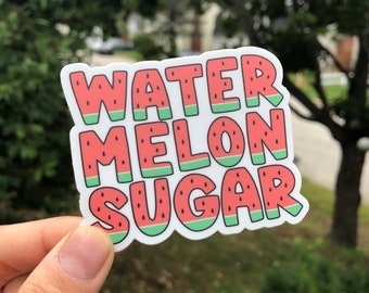 Watermelon Sugar Sticker Large Size | Harry Styles Decal | Doodle | Bubble Letters | Die Cut | Summer Water Bottle