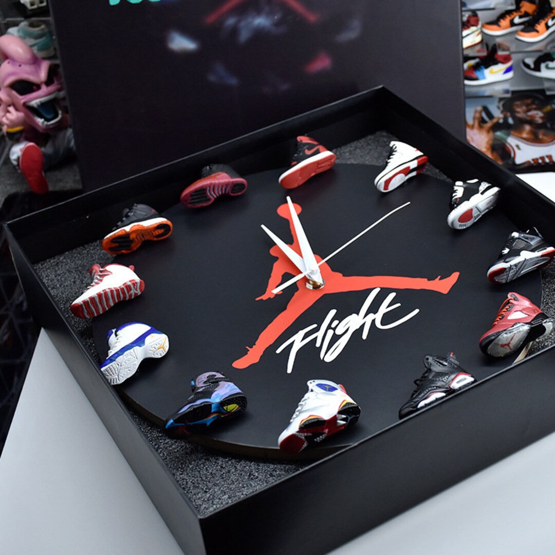 Jordan Shoe Clock With 3D Mini Sneakers Sneakerhead / - Etsy