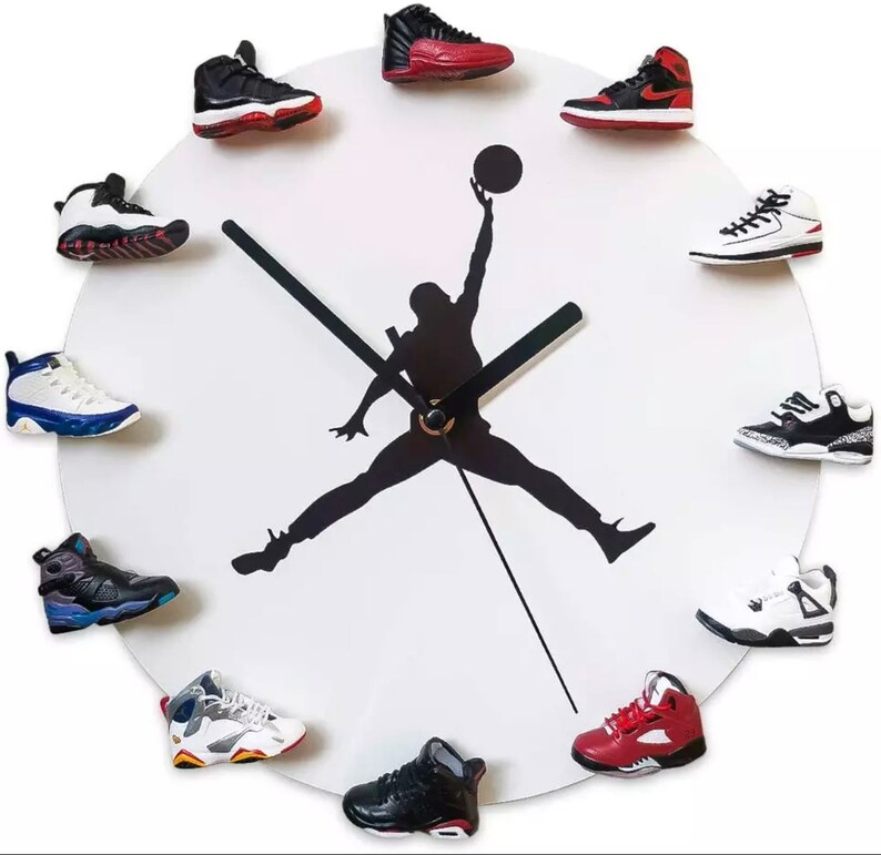 Jordan Clock With 3D Mini Sneakers Wall Clock for Etsy