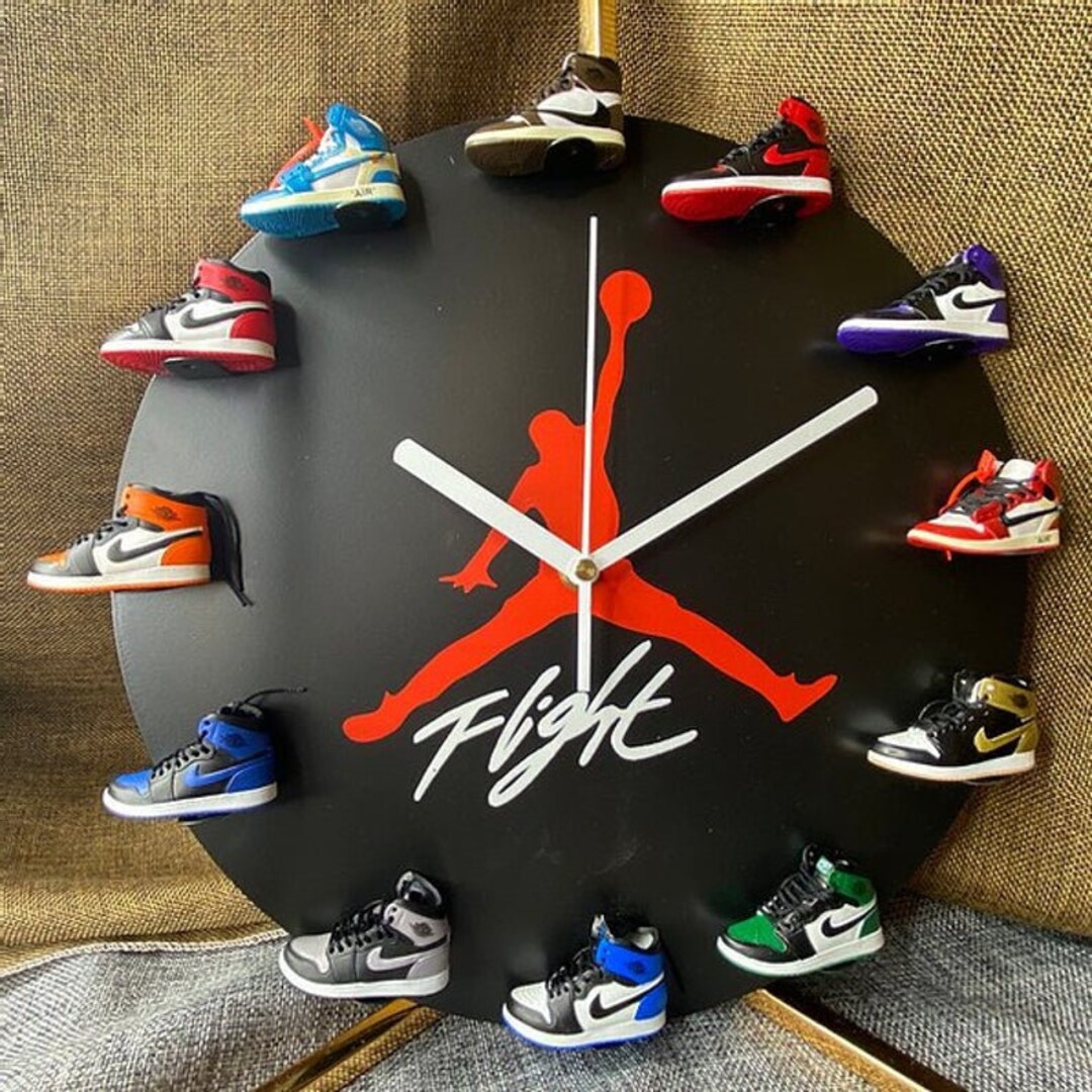 air jordan wall clock with 3d mini sneakers