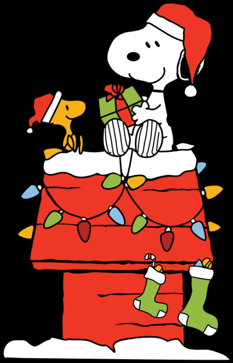 Snoopy Christmas Doghouse SVG DXF PDF Etsy Snoopy On Doghouse Christmas