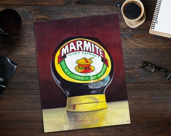 Squeezy Marmite Kunstdruck | Poster Marmite | Küchen Poster | Esszimmer Wandkunst | Lebensmittel Kunst | Food Lover neues Zuhause Geschenk