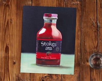 Stokes Tomaten Ketchup Kunstdruck | Tomatensauce Poster | Küchen Poster | Esszimmer Wandkunst | Lebensmittel Kunst | Food Lover neues Zuhause Geschenk