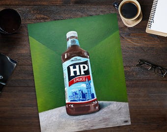 HP Soße Kunstdruck | HP Sauce Poster | Küchen Poster | Esszimmer Wandkunst | Lebensmittel Kunst | Food Lover neues Zuhause Geschenk