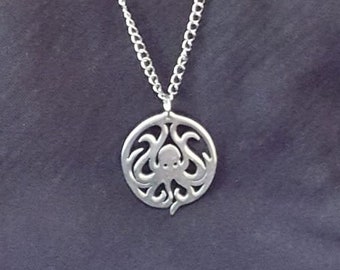 Kraken recycled aluminum pendant necklace